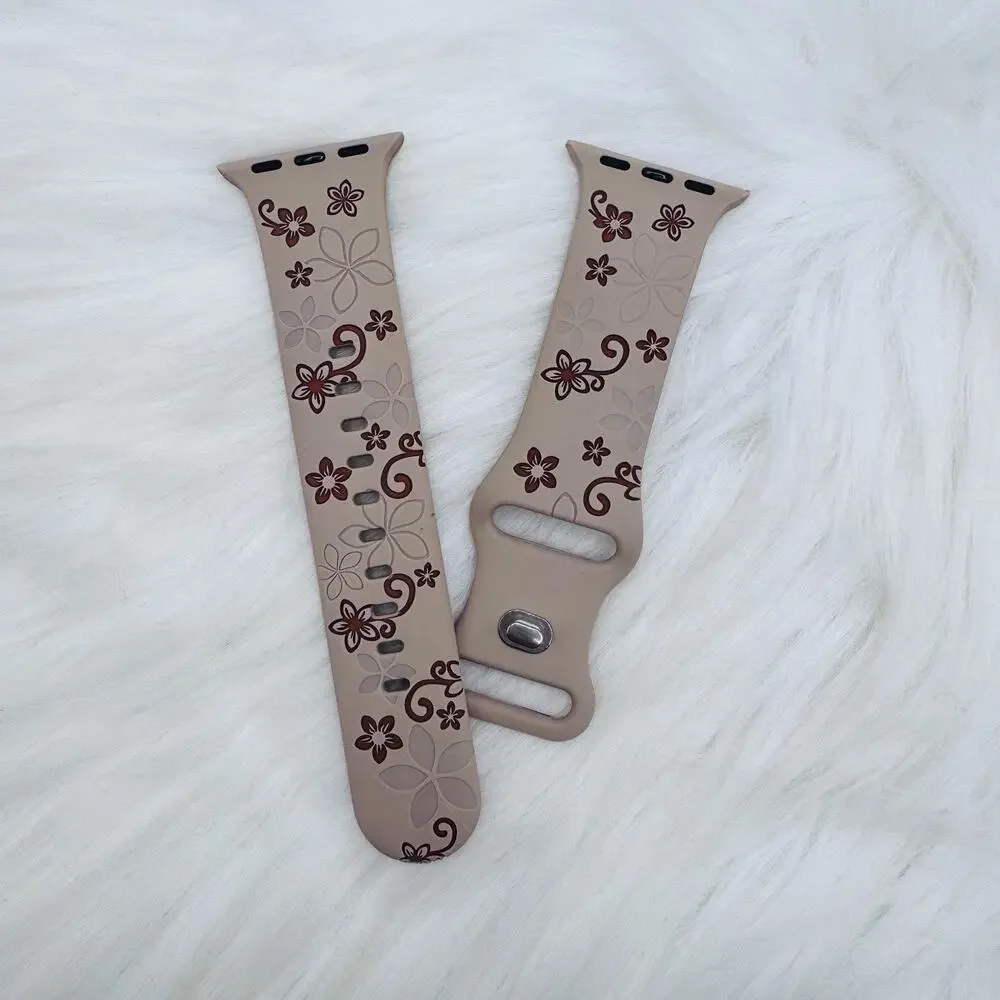 New Floral Watch Band For Apple Watch Series 42mm / 44mm / 45mm /49mm - Latte